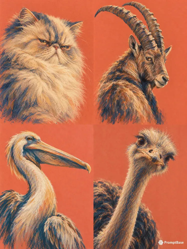 Expressive Animal Pastel Art Prints