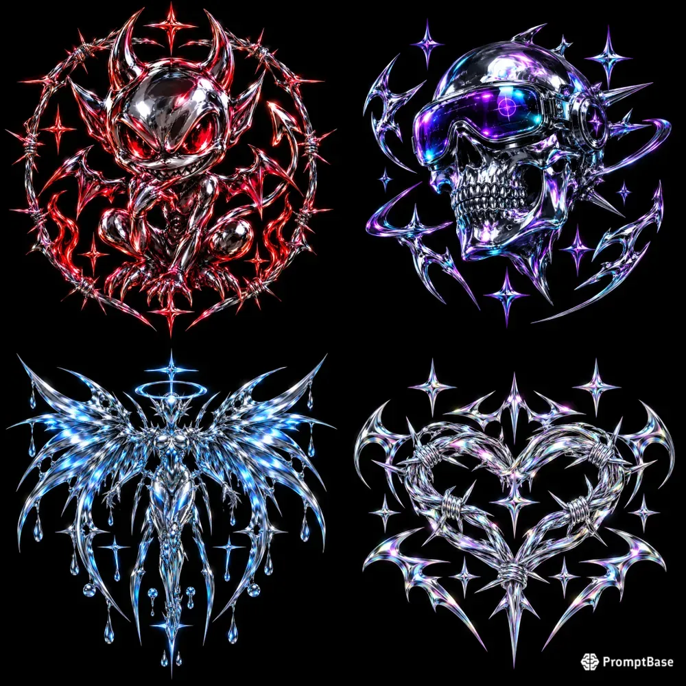 Y2k Liquid Chrome Merch Graphic Designs