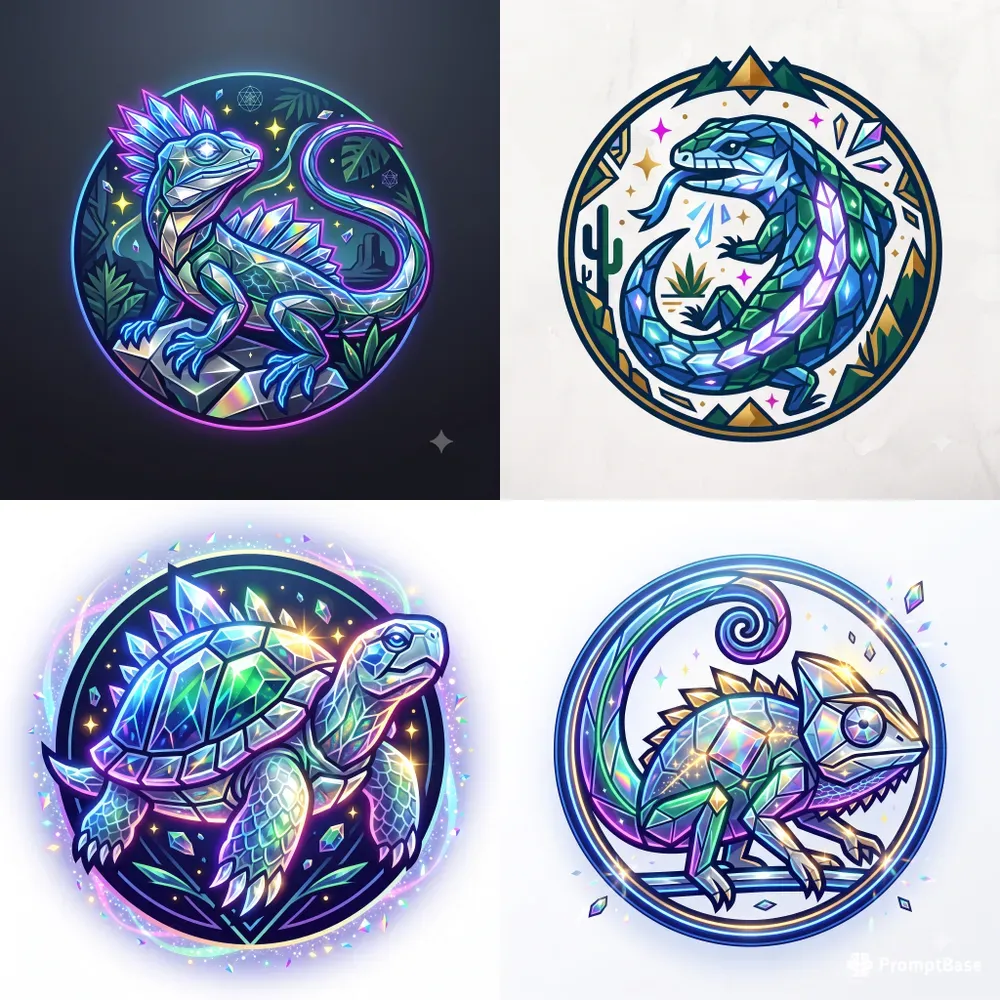 Neon Crystal Reptile Emblems