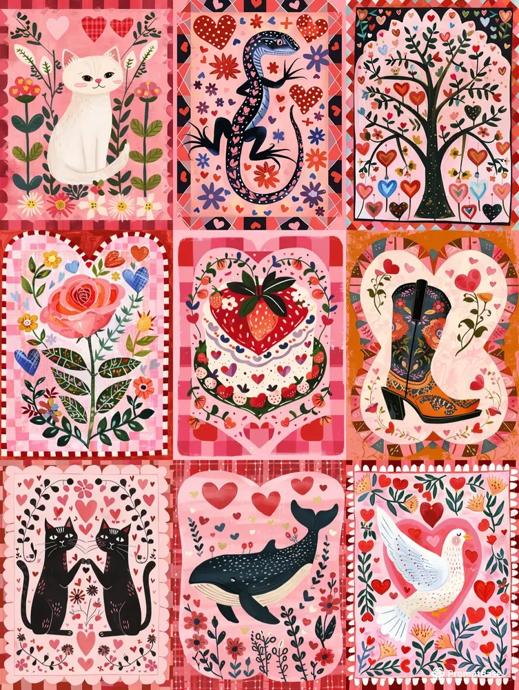 Cute Bright Painted Valentines Cards