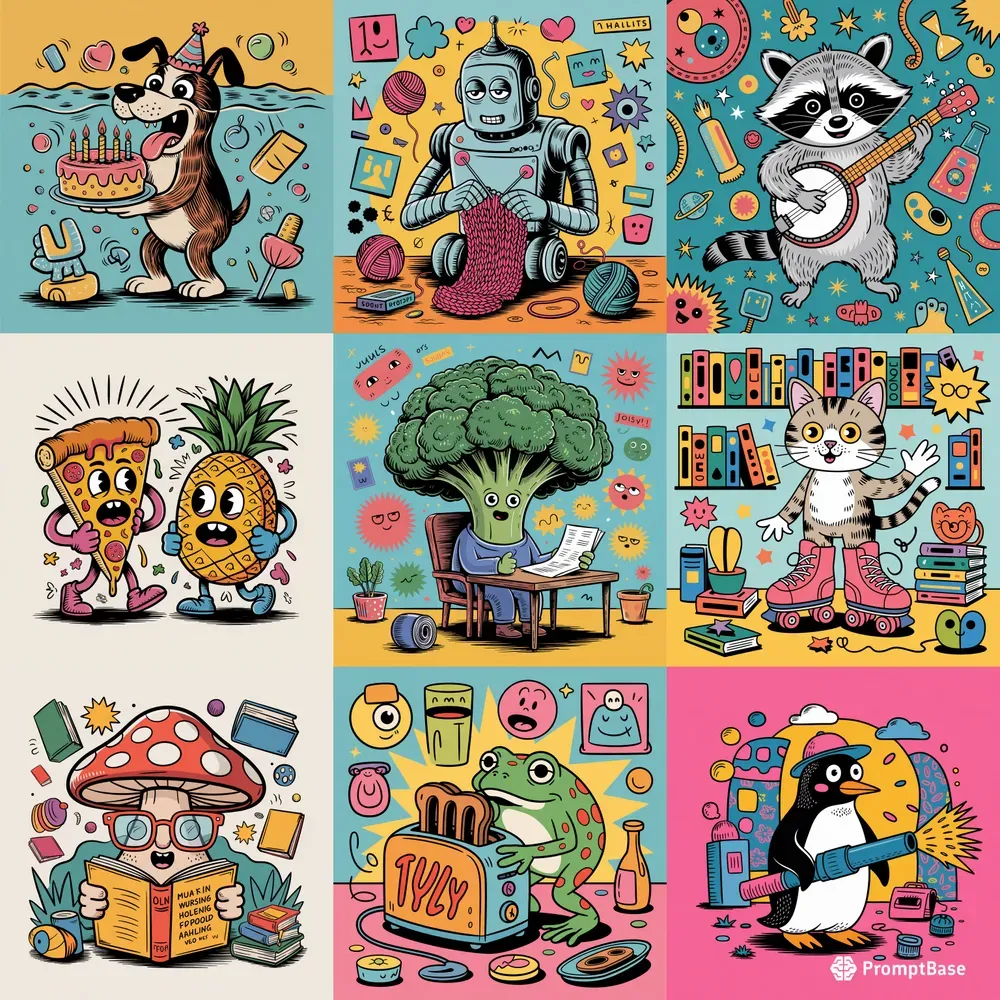Quirky Character Cartoon Scenes