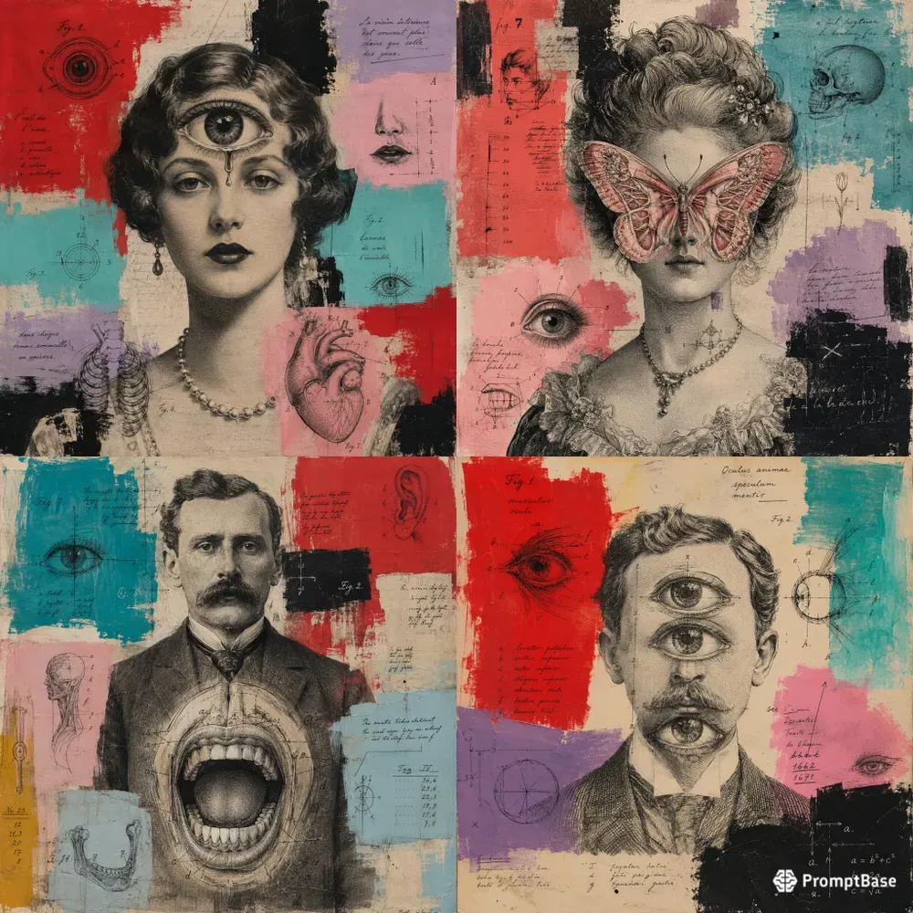 Mixed Media Surreal Portrait Gens