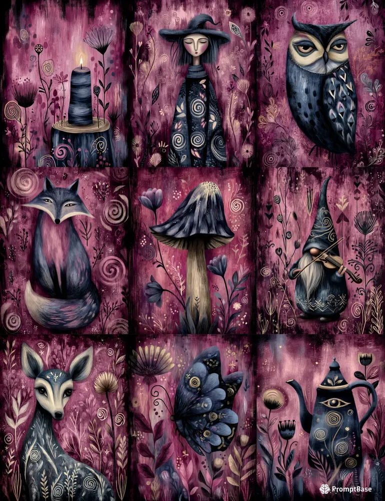 Velvet Magenta Folk Creatures