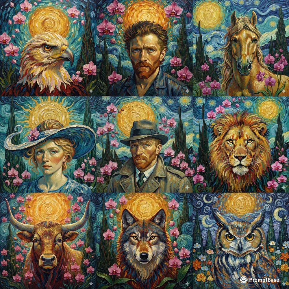 Van Gogh Style Portraits Custom Subjects