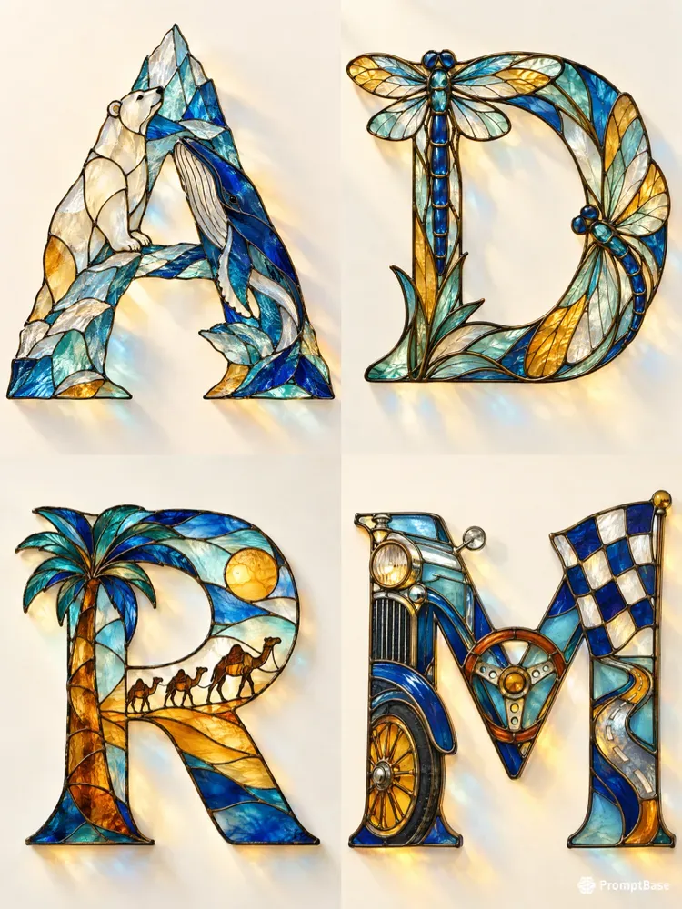 Stained Glass Monogram Art Prints