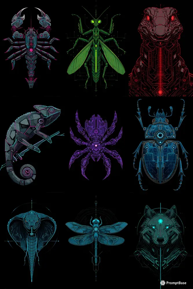 Cyberpunk Animal Logo Emblems