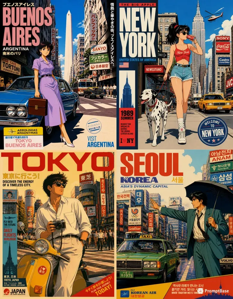 80s City Pop Anime Posters