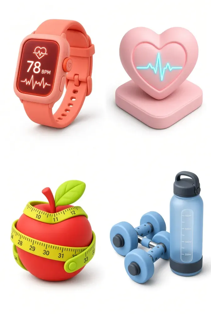 3D Claymorphic Fitness Health UI Icons