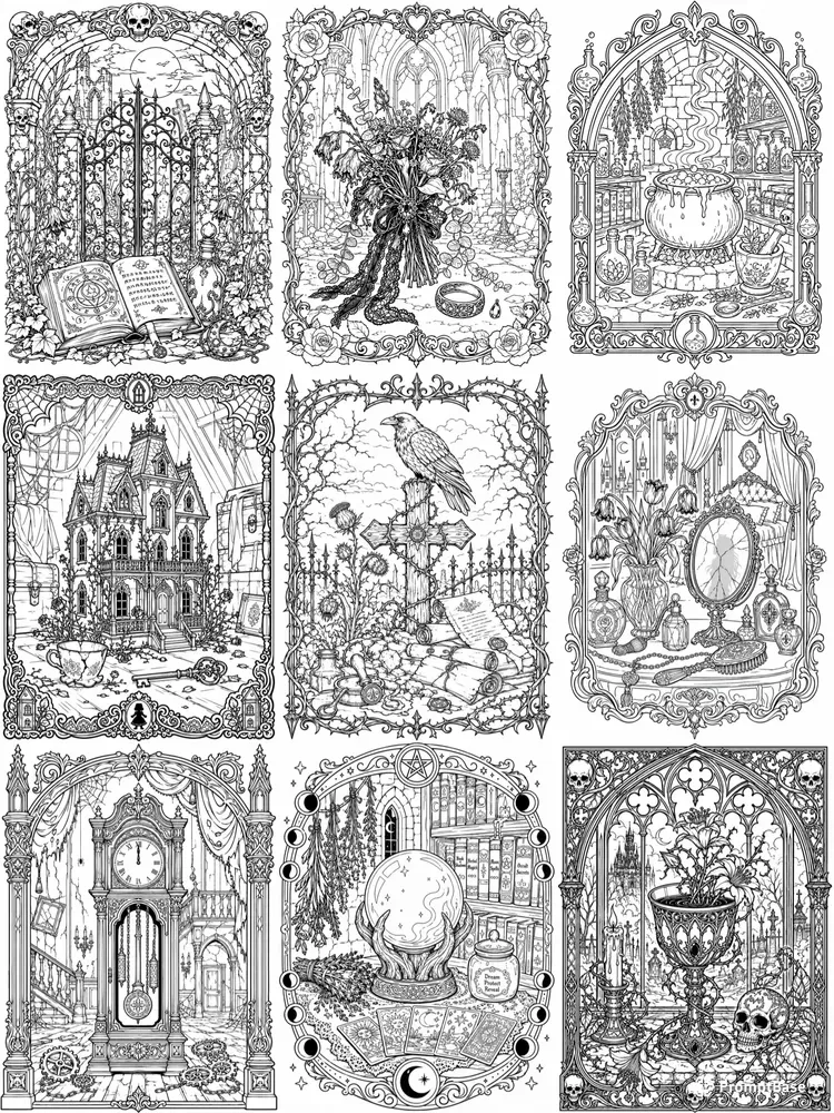 Dark Gothic Coloring Book Generator