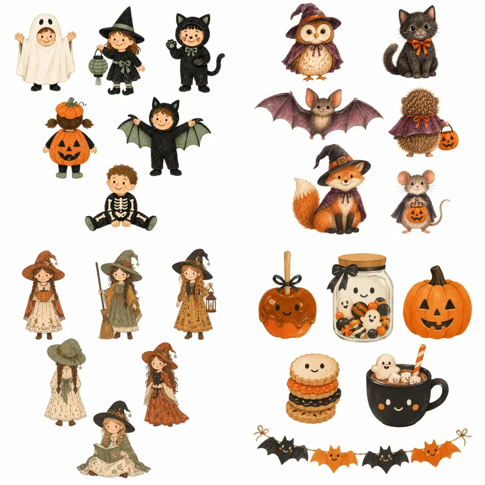 Cute Halloween Kids Clipart Etsy Ready