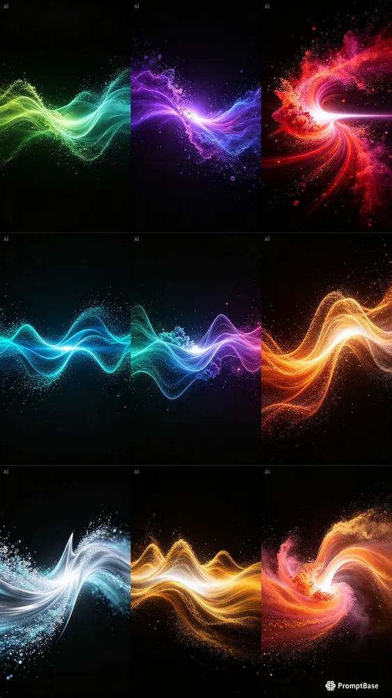 Glowing Particle Wave Art