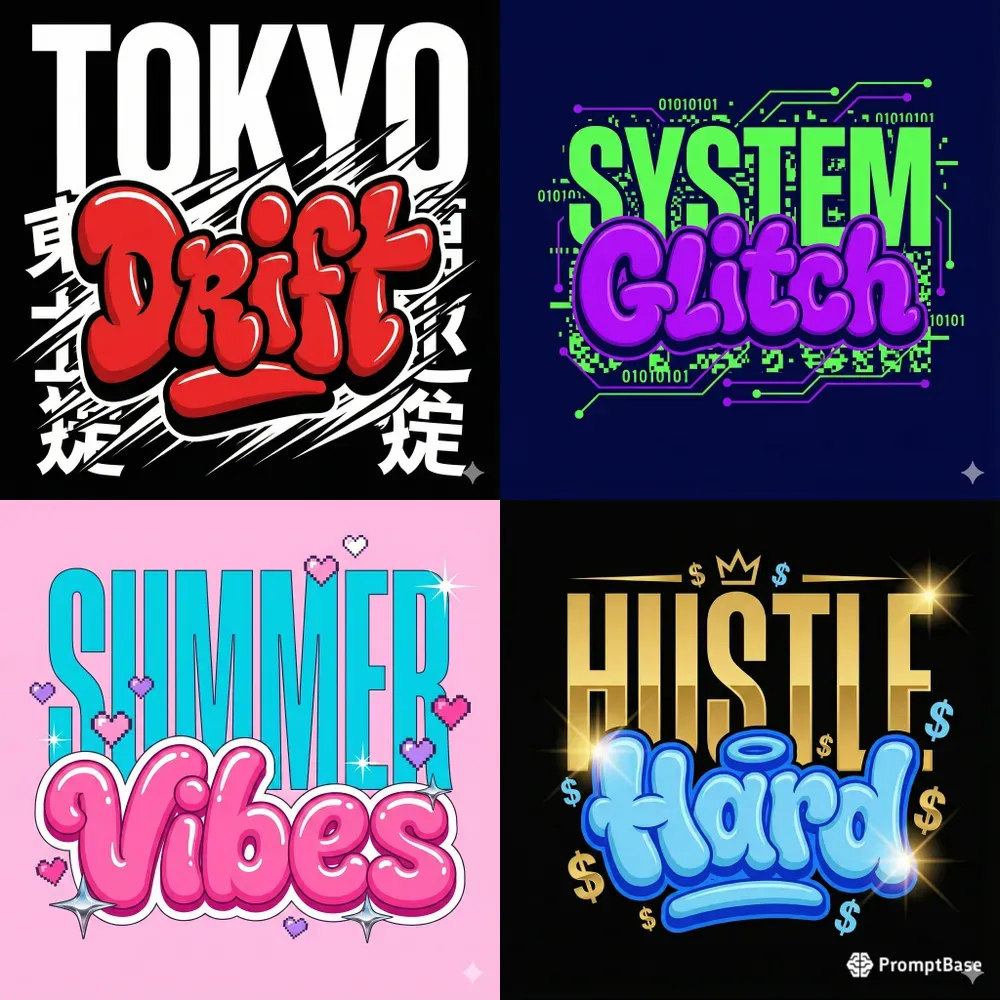 Urban Graffiti Bubble Text Overlays