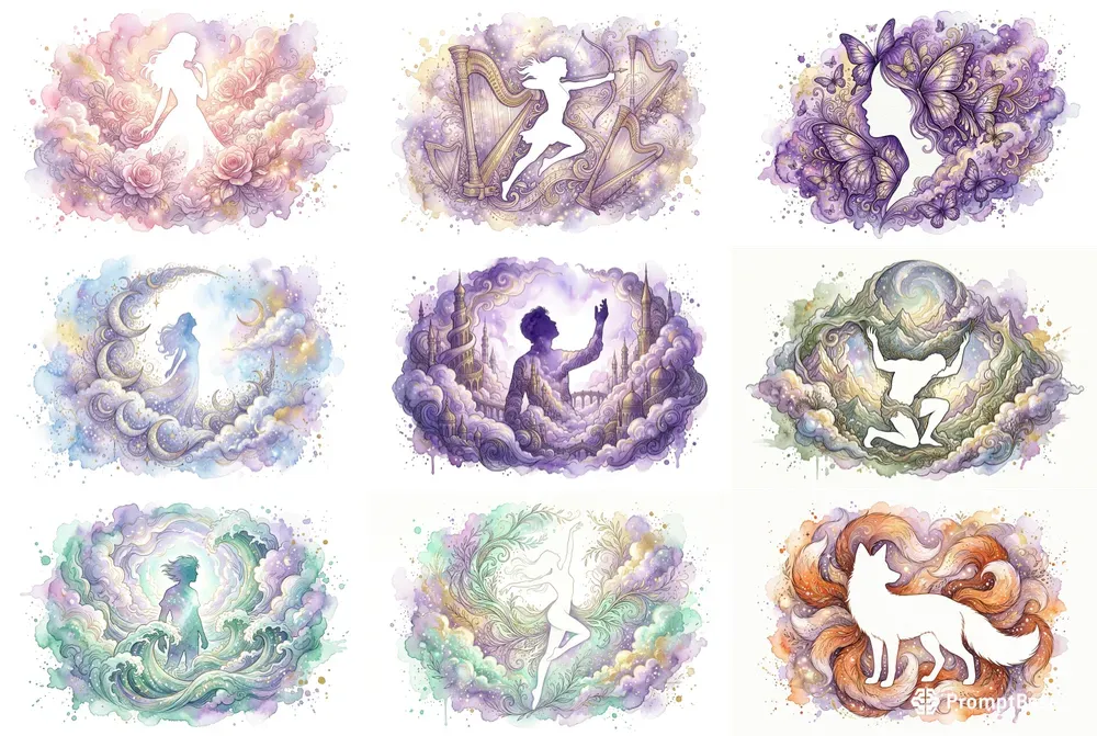 Dreamy Name Silhouette Watercolor Art