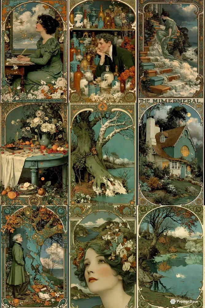 Ornate Art Nouveau Painterly Scenes