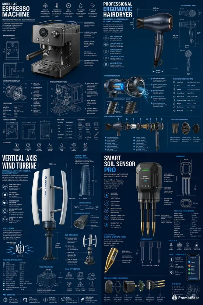 Product Blueprint Technical Infographics