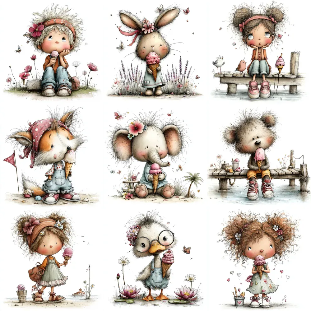 Ice Cream Characters Summer Etsy Clipart