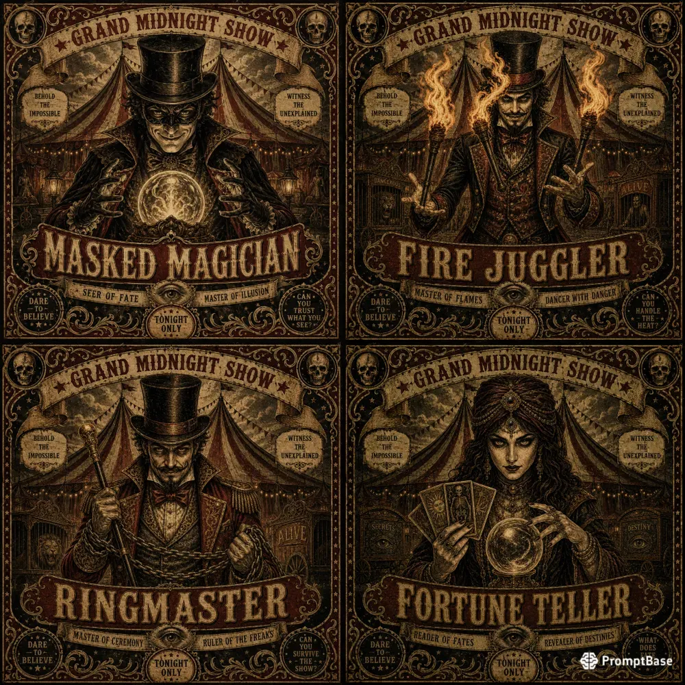Vintage Horror Circus Posters