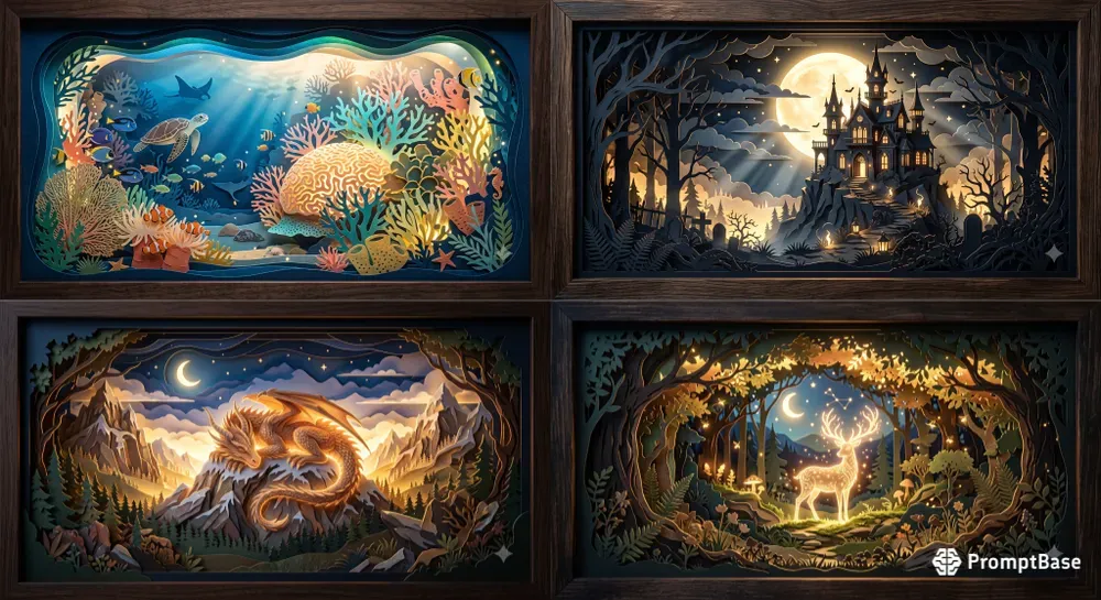 Intricate Papercraft Lightbox Art