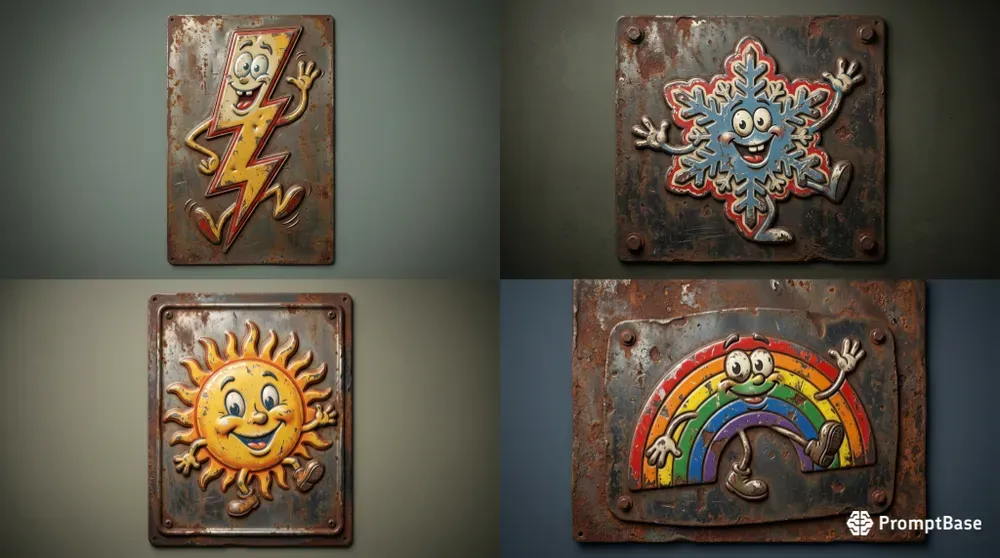Funny Embossed Metal Weather Icons