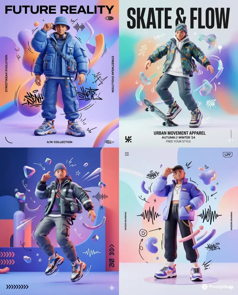 Ultra 3D Illustrated Fashion Posters