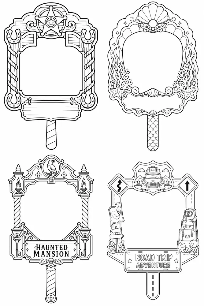 Western Selfie Frame Prop Coloring Books
