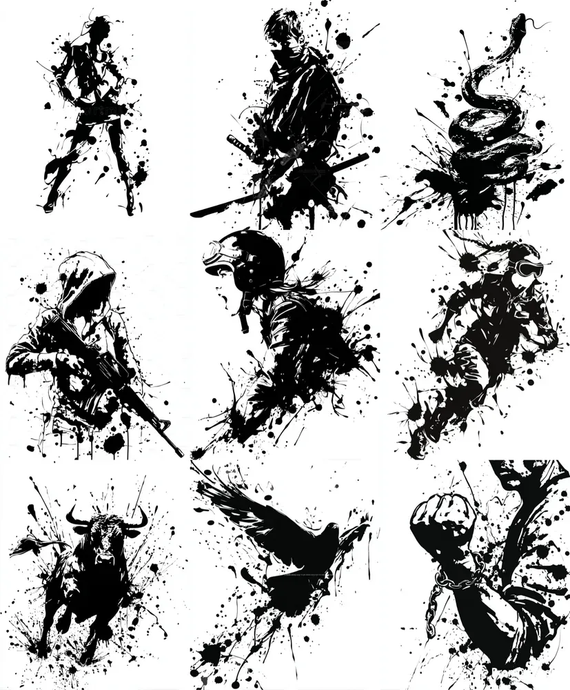 Inksplatter Noir Illustrations
