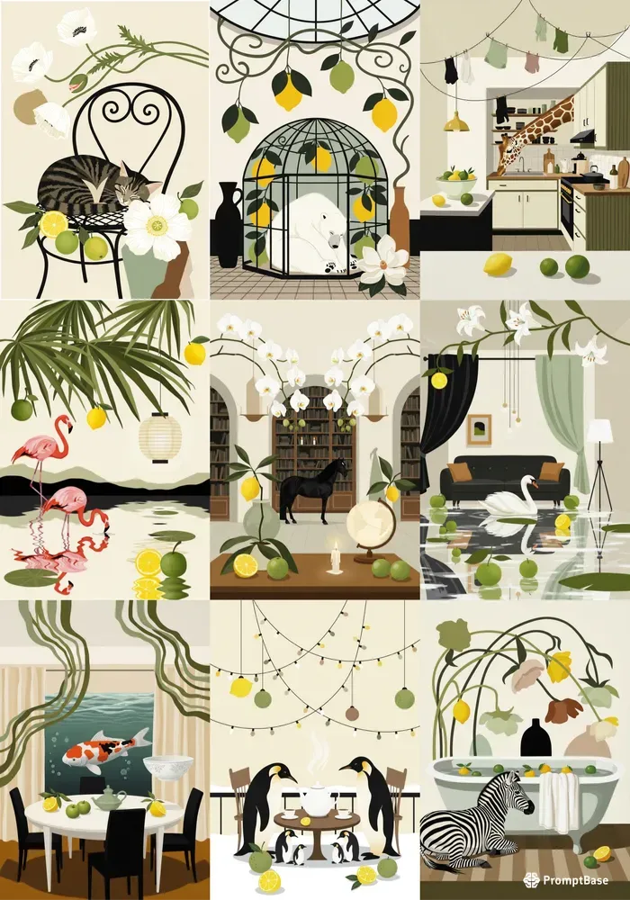 Surreal Decorative Animal Interiors