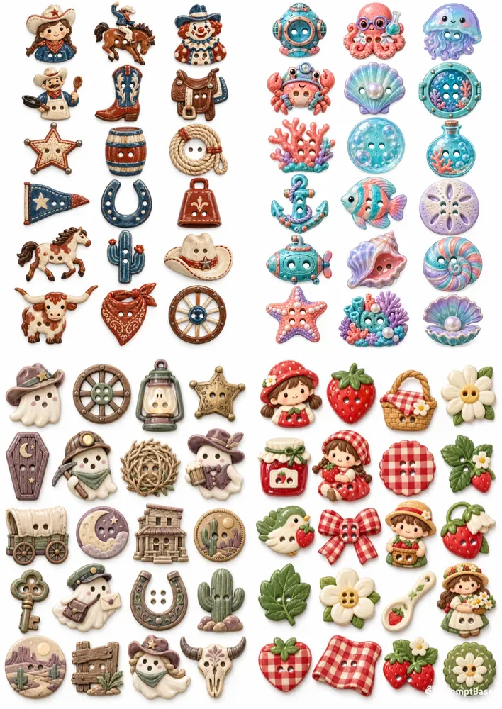 Kawaii Novelty Button Clipart Collections