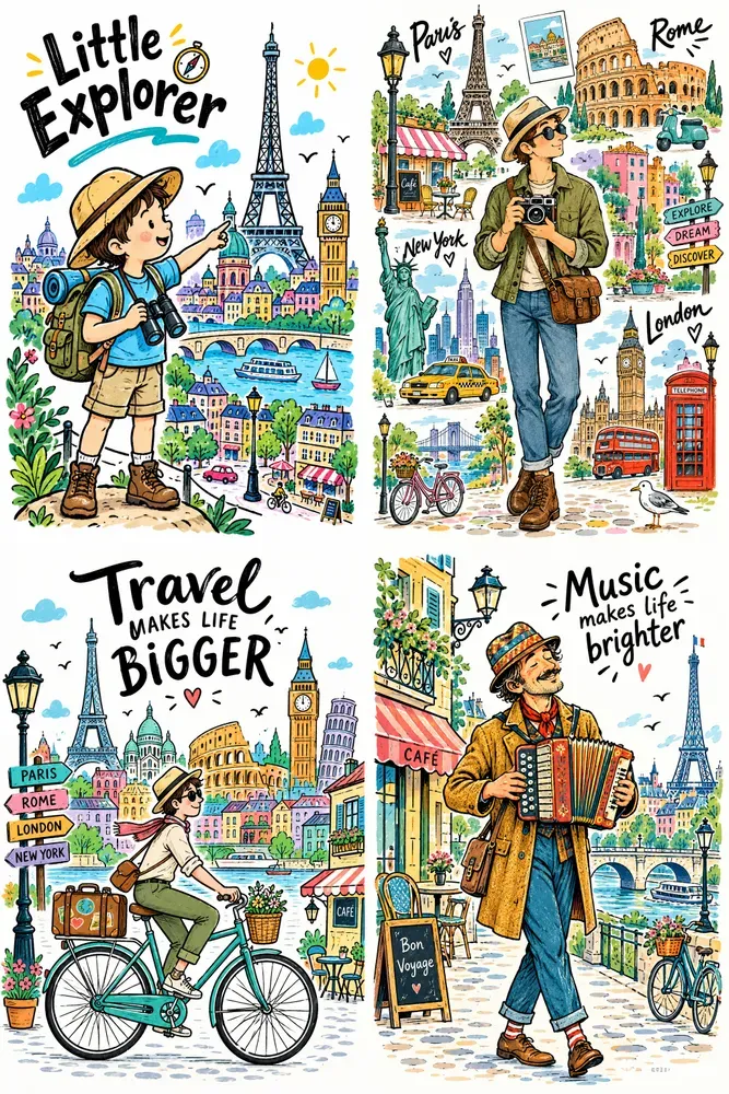 Whimsical City Landmark Posters