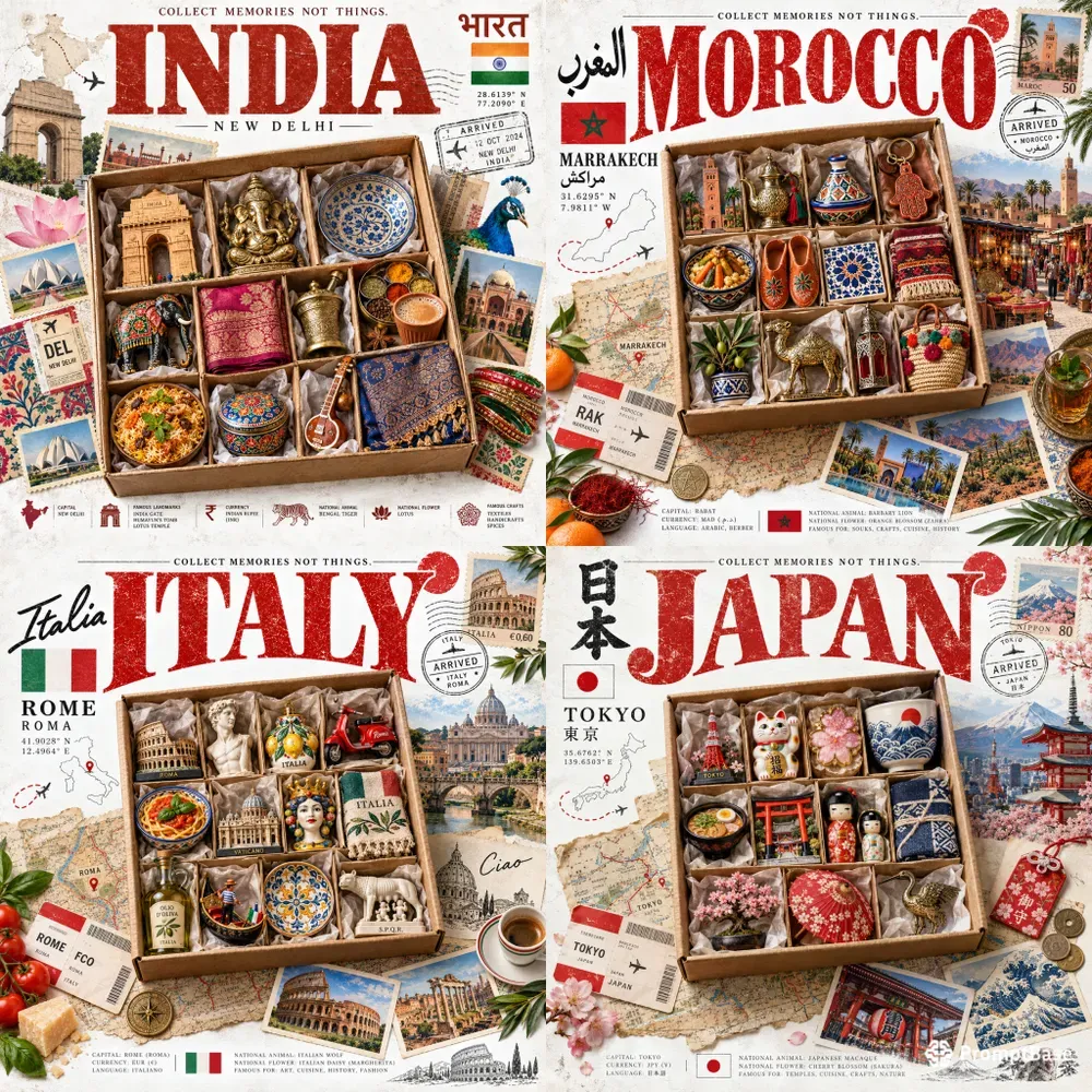 Vintage Travel Souvenir Boxes