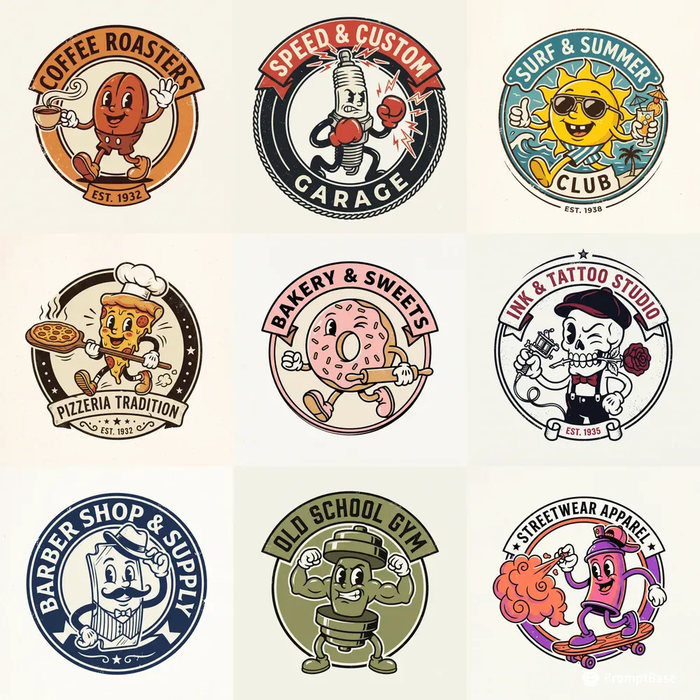 Retro Vintage Commercial Mascot Logos