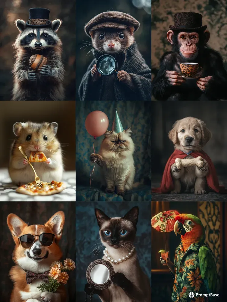 Whimsical Realistic Animal Portraits