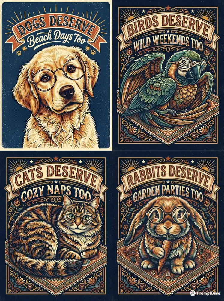 Vintage Vibes Animal Adventure Posters