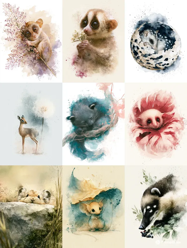 Storybook Watercolor Wildlife Art