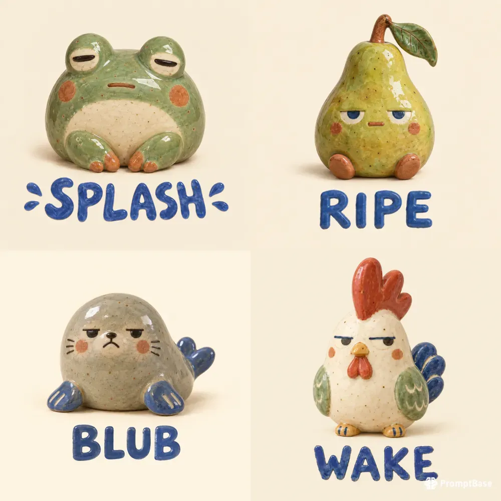 Kawaii Ceramic Character Icons