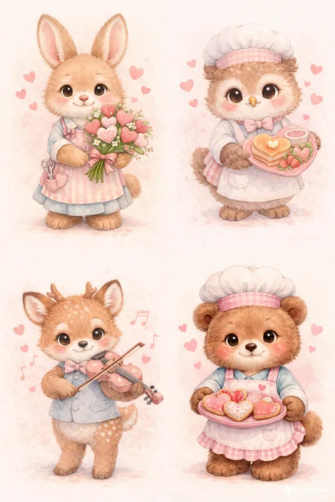 Valentine Woodland Animal Professions