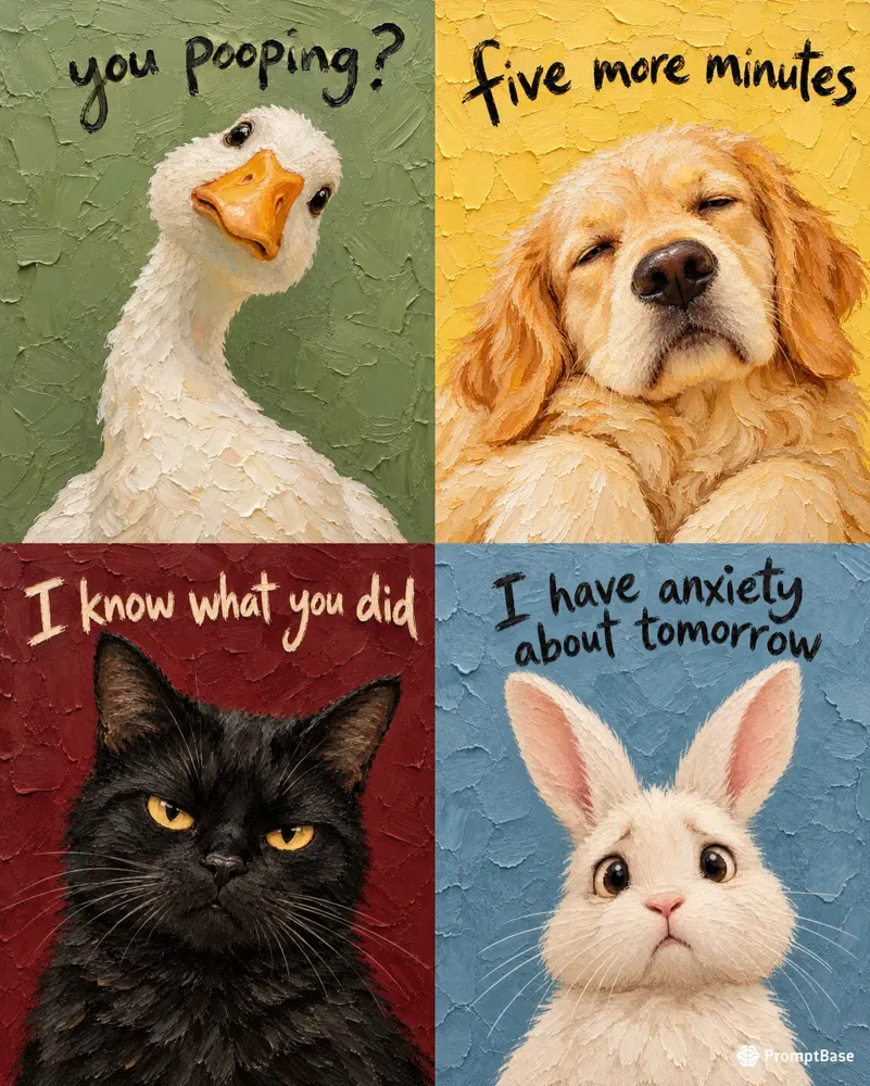 Funny Textured Animal Art