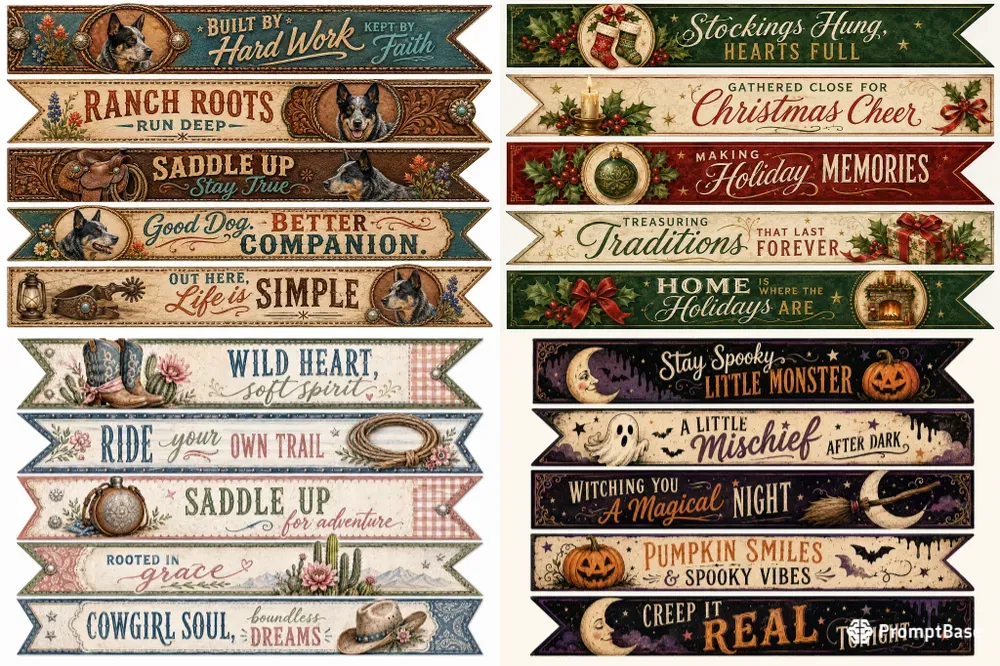 Western Decorative Word Banner Strips