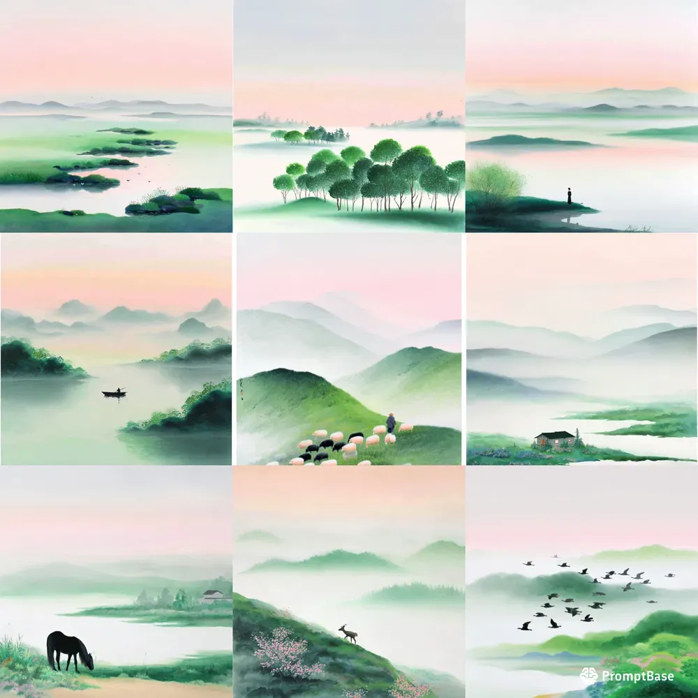 Misty Pastel Landscapes