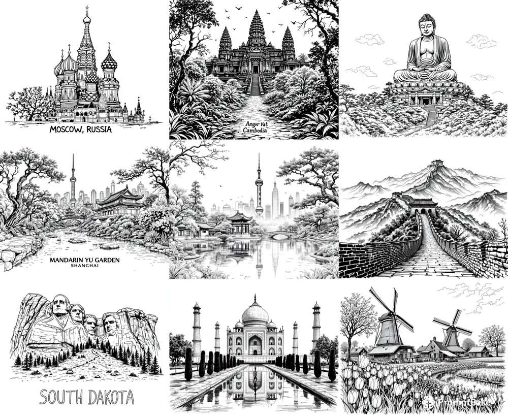 Whiteboard World Travel Coloring