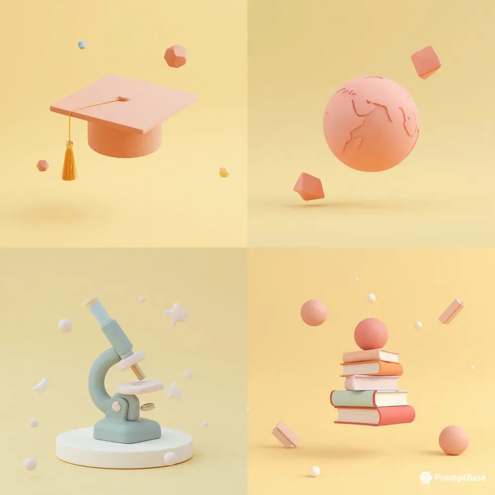 3D Minimalist Clay Education Icons
