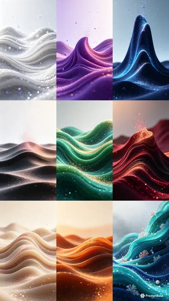 Glitter Particle Wave Landscapes