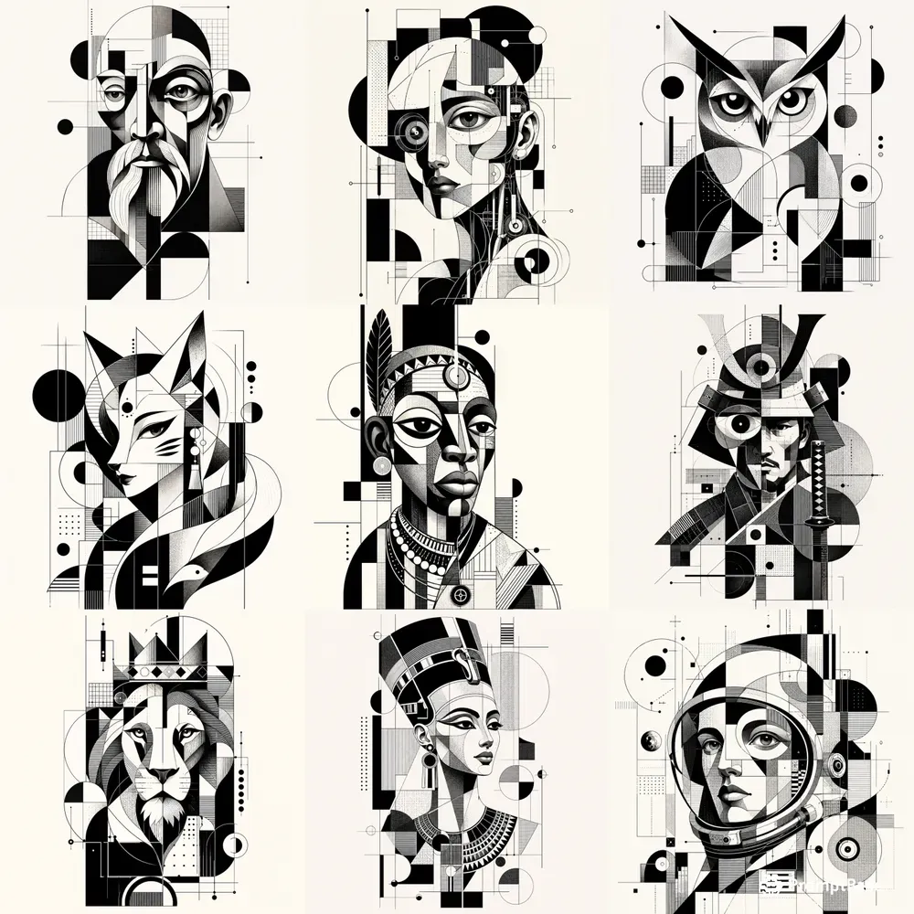 Abstract Cubist Geometric Portraits
