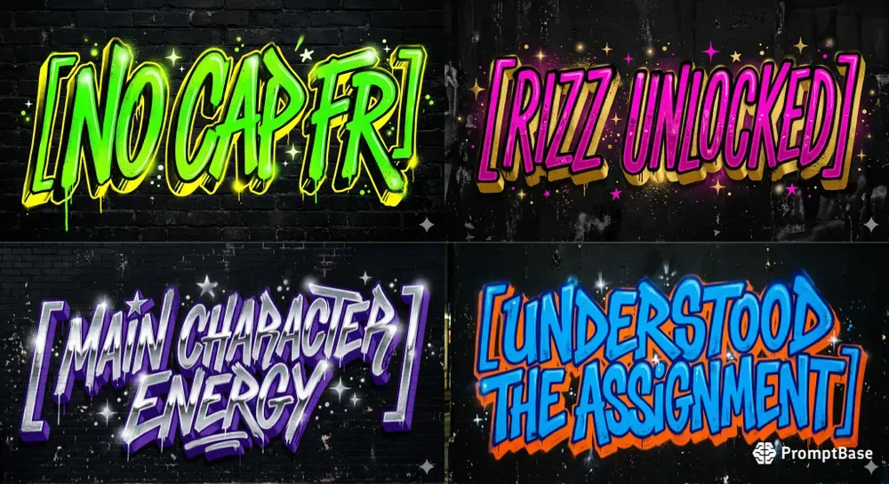 Dualcolor Graffiti Gen Z Text Stickers