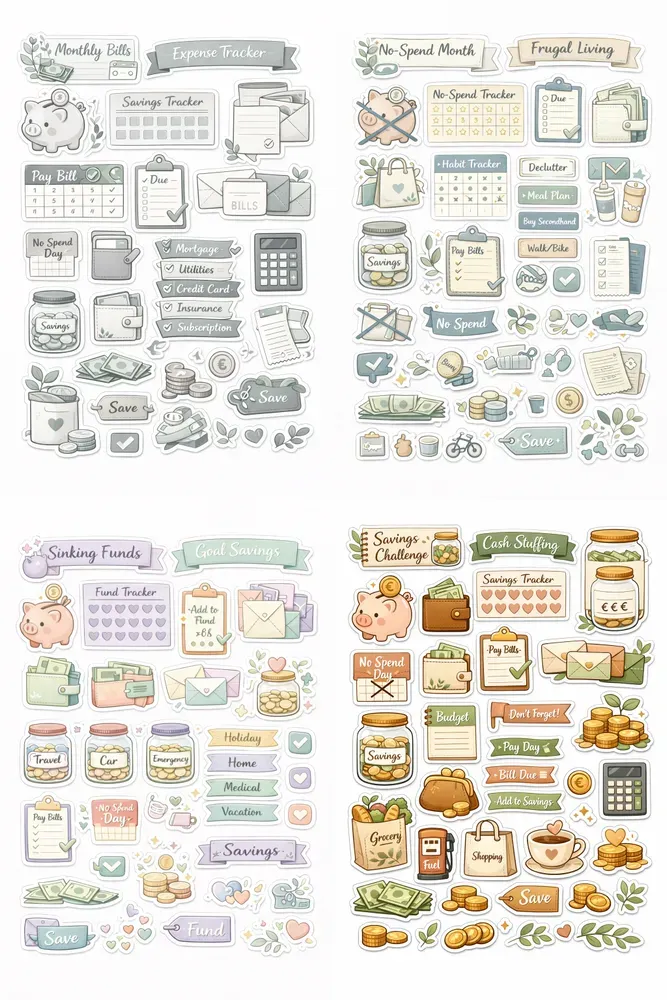 Budget Savings Sticker Sheets