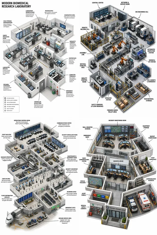 Isometric Technical Cutaway Scenes