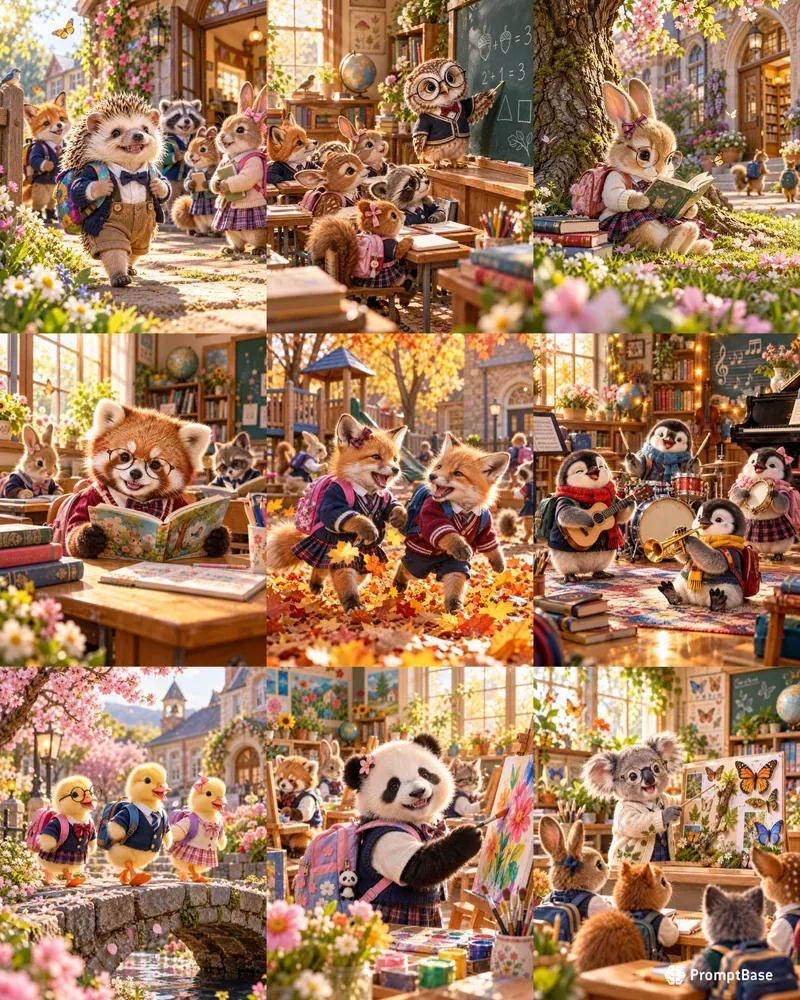 Hyperrealistic Baby Animal School Days