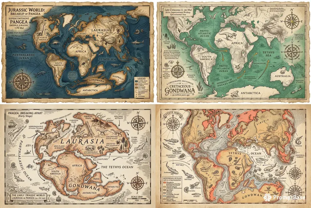 Prehistoric World Map Graphic Assets