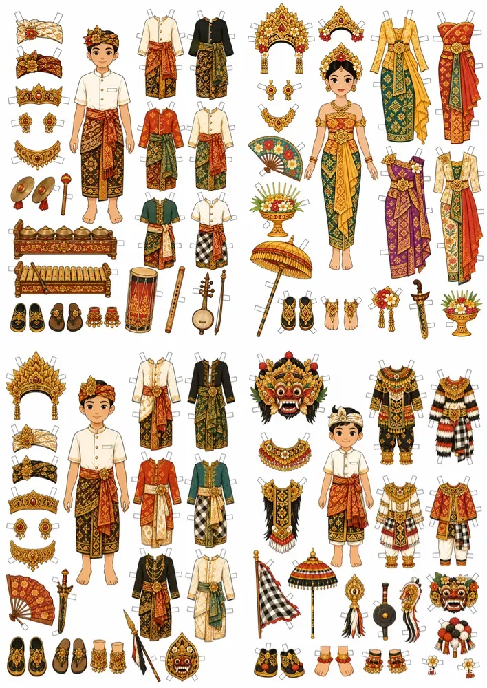 Balinese Folk Paper Dolls