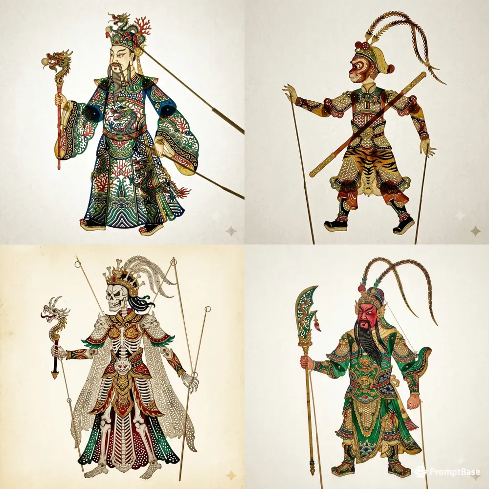Chinese Shadow Puppet Characters